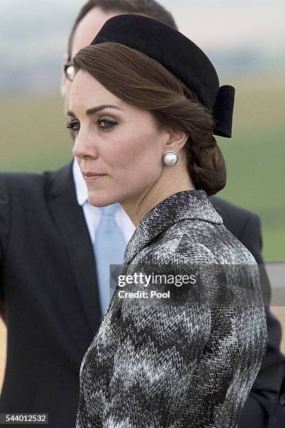 Catherine, Duchess of Cambridge attends the Somme Centenary commemorations at the Thiepval Memorial on June 30, 2016 in Albert, France.
