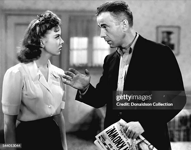 Actors Humphrey Bogart and Ida Lupino pose for a publicity still for the Warner Bros film 'High Sierra' in 1941 in Los Angeles, California.