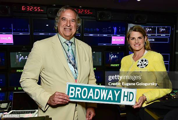 Stewart F. Lane and Bonnie Comley attend BroadwayHD Makes History With First Broadway Show Live Stream at Studio 54 on June 30, 2016 in New York City.