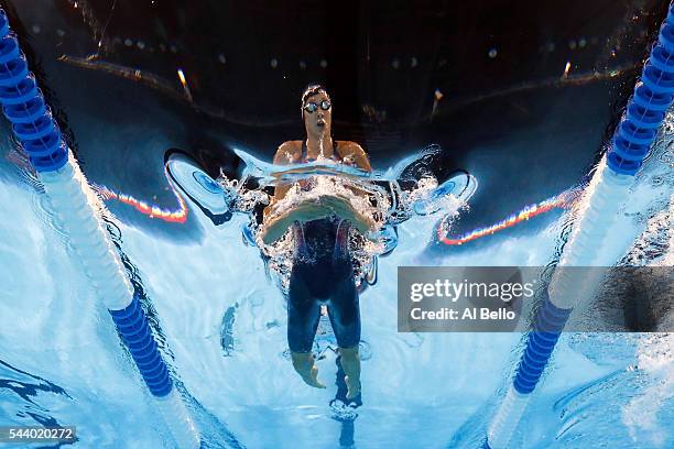 Micah Lawrence of the United States competes in a semi-final heat for the Women's 200 Meter Breaststroke during Day Five of the 2016 U.S. Olympic...
