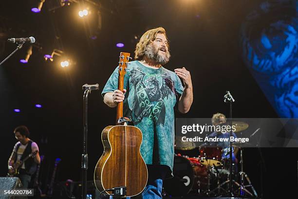 Jack Black of Tenacious D performs on the Orange stage during Roskilde Festival 2016 on June 30, 2016 in Roskilde, Denmark.