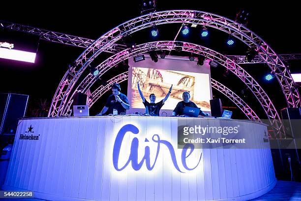 Quique Tejada, Toni Peret and Jose Maria Castells perform on stage during the Rememberland Festival at Aire on June 30, 2016 in Barcelona, Spain.