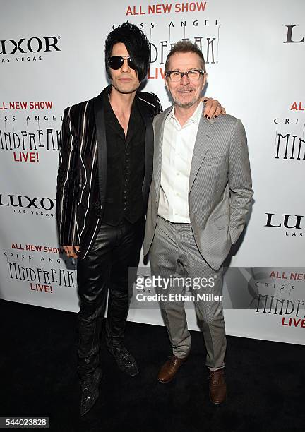 Illusionist Criss Angel and actor Gary Oldman attend the world premiere of "Criss Angel Mindfreak Live!" at the Luxor Hotel and Casino on June 30,...