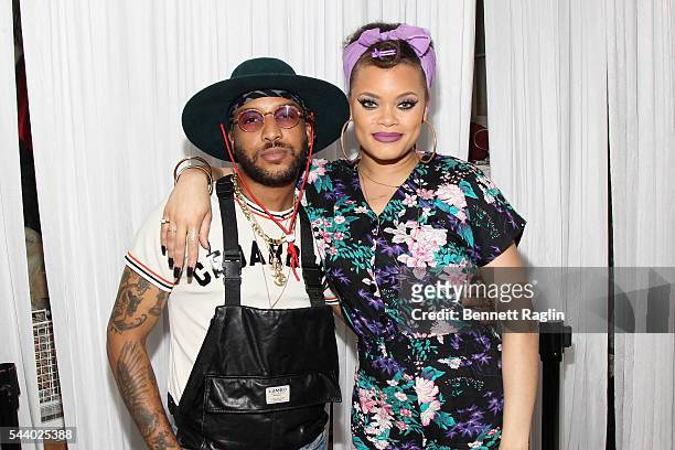 Ro James and Andra Day pose at the Apple R&B Rising Event during the 2016 ESSENCE Festival presented By Coca-Cola at Kingsway Mansion on June 30,...