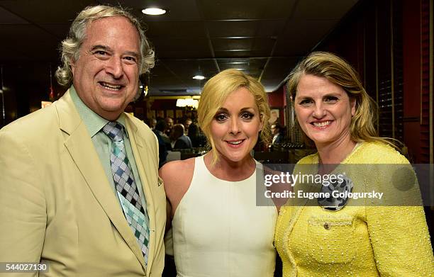 Stewart F. Lane, Jane Krakowski, and Bonnie Comley attend BroadwayHD & Roundabout Theatre Company's Live Stream Wrap Party at Sardi's on June 30,...