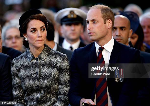 Catherine, Duchess of Cambridge and Prince William, Duke of Cambridge attend a Vigil at The Commonwealth War Graves Commission Thiepval Memorial for...