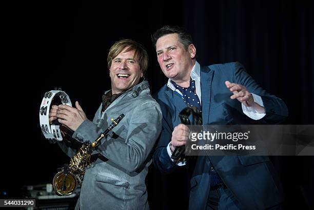 Tony Hadley and Steve Norman of Spandau Ballet performing live at Pala Alpitour in Torino. Spandau Ballet are an English band formed in London in the...