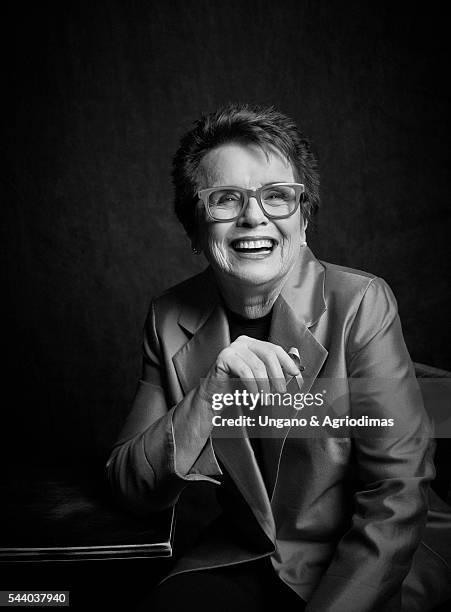 Billie Jean King poses for a portrait at Logo's "Trailblazer Honors" on June 23 in the Cathedral of St. John the Divine in New York City.