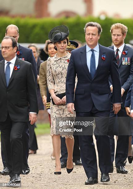 Catherine, Duchess of Cambridge and Prince Harry attend a service to mark the 100th anniversary of the beginning of the Battle of the Somme at the...