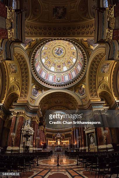 interior of st. stephens basilica, budapest, hungary - budapest basilica stock pictures, royalty-free photos & images