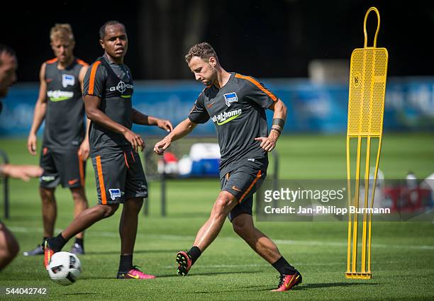 Roy Beerens of Hertha BSC during the training session at Schenkendorfplatz on July 01, 2016 in Berlin, Germany.