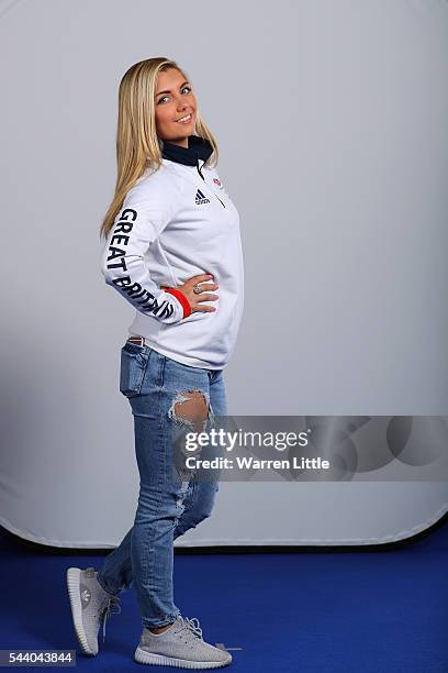 Portrait of Amber Hill a member of the Great Britain Olympic team during the Team GB Kitting Out ahead of Rio 2016 Olympic Games on July 1, 2016 in...
