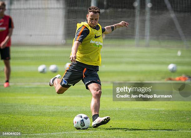 Roy Beerens of Hertha BSC during the training session at Schenkendorfplatz on July 01, 2016 in Berlin, Germany.
