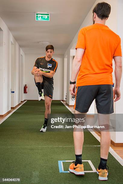 Nikos Zografakis, Hendrik Vieth of Hertha BSC during the training session at Schenkendorfplatz on July 01, 2016 in Berlin, Germany.