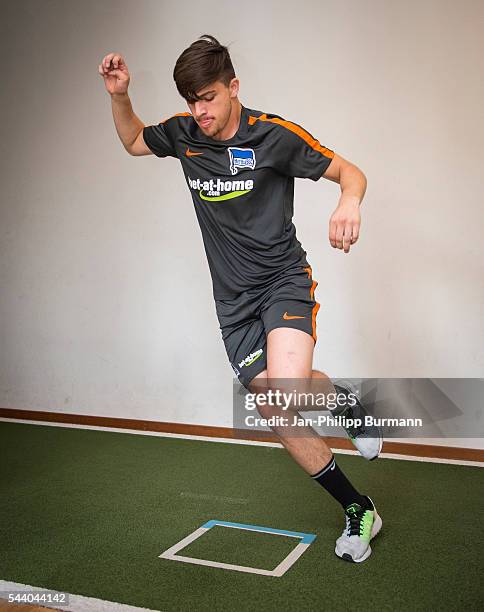 Nikos Zografakis of Hertha BSC during the training session at Schenkendorfplatz on July 01, 2016 in Berlin, Germany.