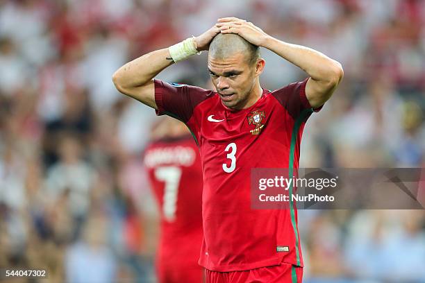 Pepe , during the UEFA EURO 2016 quarter final match between Poland and Portugal at Stade Velodrome on June 30, 2016 in Marseille, France.