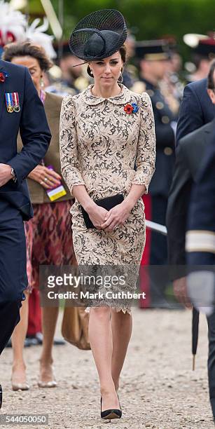 Catherine, Duchess of Cambridge attends a Commemoration of the Centenary of the Battle of the Somme at The Commonwealth War Graves Commission...