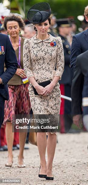 Catherine, Duchess of Cambridge attends a Commemoration of the Centenary of the Battle of the Somme at The Commonwealth War Graves Commission...