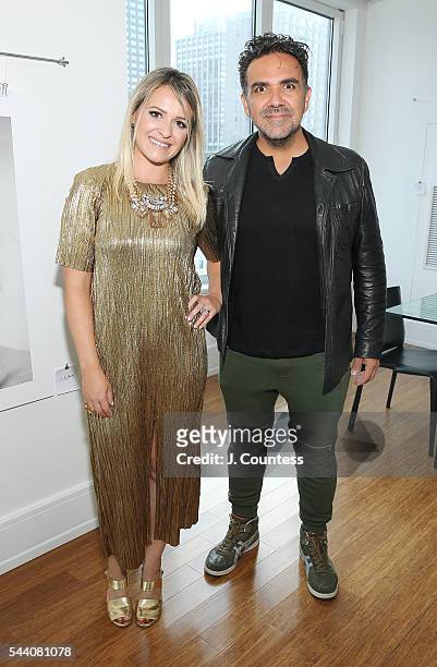 Gallery owners Thais Marin and Leo Maceas attend the "Other Color" By Marc Baptiste Opening at the apART Private Gallery on June 30, 2016 in New York...