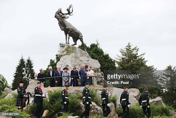Prince Charles, Prince of Wales and Camilla, Duchess of Cornwall are given a tour of the Beaumont-Hamel Newfoundland Memorial following a Ceremony of...