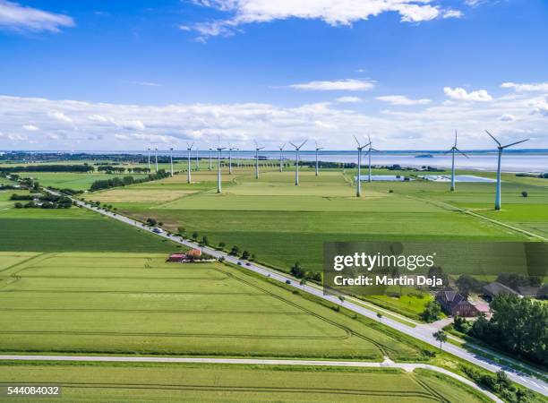 wind farm hdr aerial view - brunsbuttel stock pictures, royalty-free photos & images