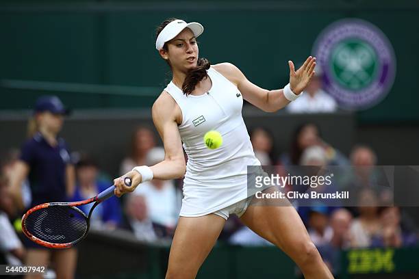 Christina McHale of the United States plays a forehand during the Ladies Singles second round match against Serena Williams of The United States on...