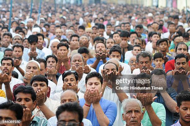 Shia muslims offering Alvida Namaj at Ashfi Masjid at Bara Imambara on July 1, 2016 in Lucknow, India. Eid-Ul-Fitr will be observed in India on July...
