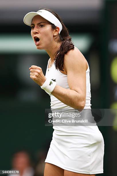 Christina McHale of the United States celebrates during the Ladies Singles second round match against Serena Williams of The United States on day...