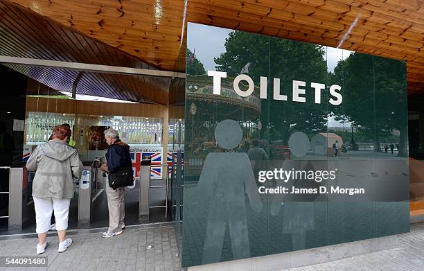 One of the more unusual ways of looking around the magic of the UK's capital city, "The London Loo Tour" on July 10, 2014 in London, England. Run by...