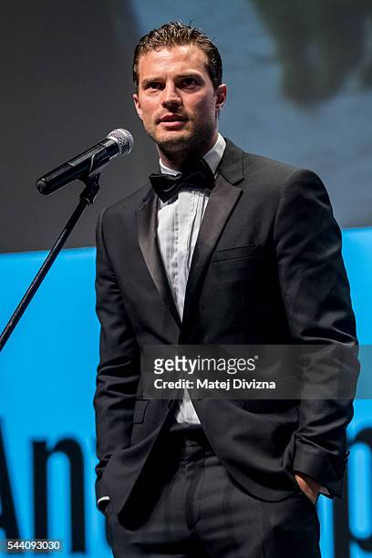Actor Jamie Dornan attends world premiere of Anthropoid movie during the opening ceremony of the 51st Karlovy Vary International Film Festival on...