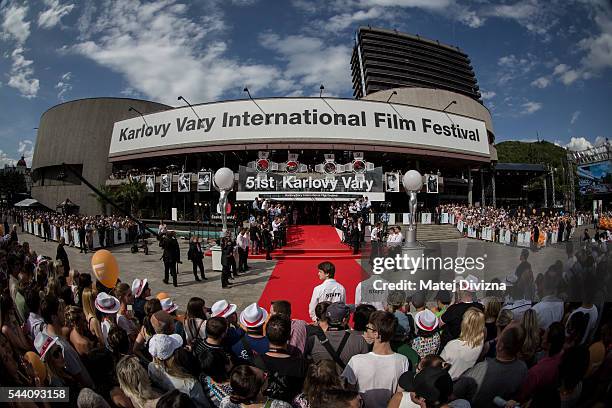 General view of red carpet before the opening ceremony of the opening ceremony of the 51st Karlovy Vary International Film Festival on July 1, 2016...