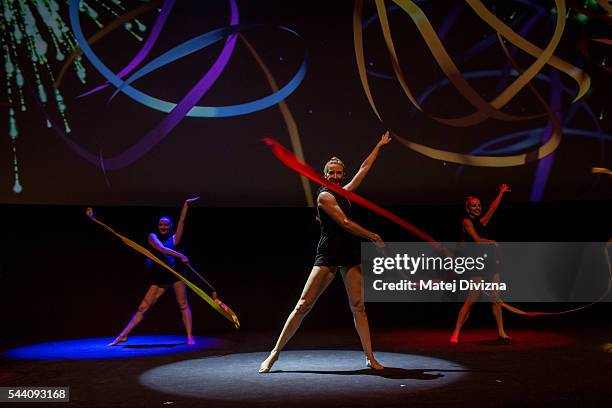 Artists perform during the opening ceremony of the 51st Karlovy Vary International Film Festival on July 1, 2016 in Karlovy Vary, Czech Republic.