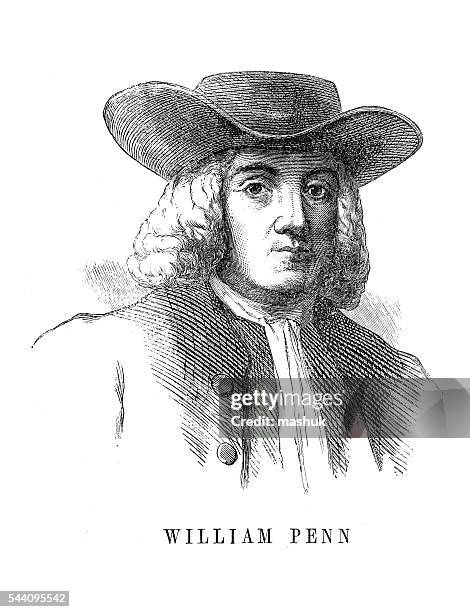 william penn founder pennsylvania - william penn stock illustrations