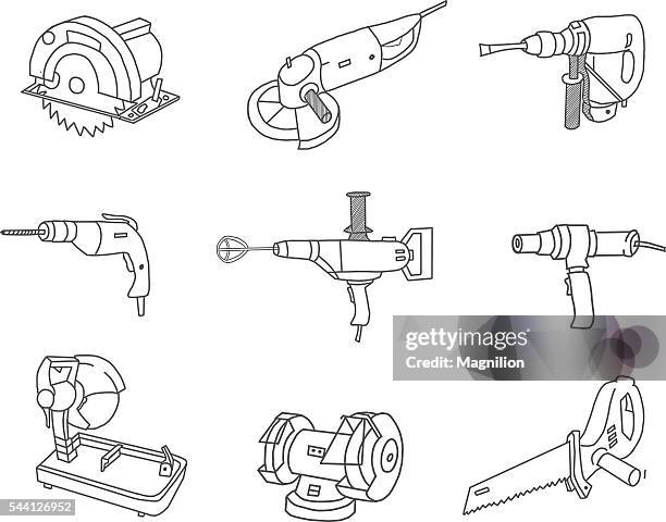 power tools doodles - saw blade stock illustrations