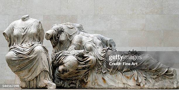 These statues, part of the Elgin Marbles, were originally part of the Parthenon in Athens. | Located in: British Museum.