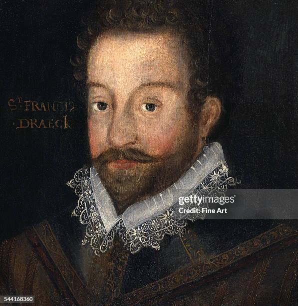 After an engraving attributed to Jodocus Hondius. Circa 1583. Oil on panel, 12 1/2 x 12 3/8 inchesl Located in the National Portrait Gallery, London,...