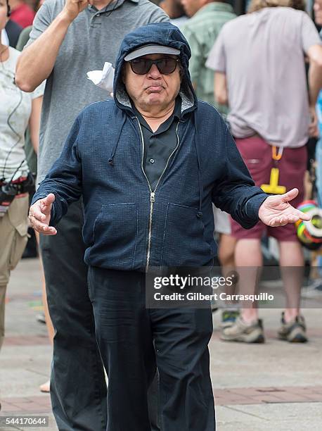 Actor, comedian, producer and director Danny DeVito is seen filming scenes of season 12 of "It's Always Sunny In Philadelphia" sitcom on July 1, 2016...