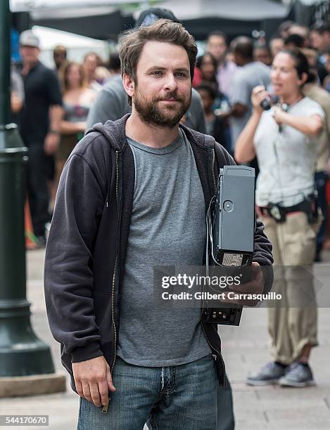 Actor Charlie Day is seen filming scenes of season 12 of "It's Always Sunny In Philadelphia" sitcom on July 1, 2016 in Philadelphia, Pennsylvania.