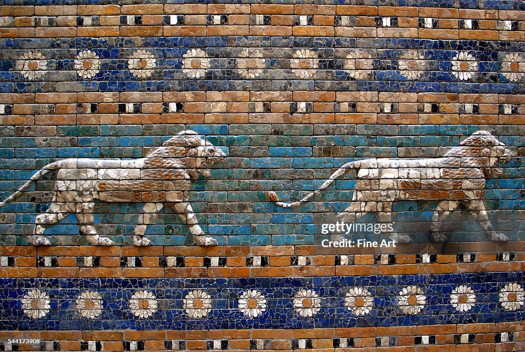 Detail of lions on Ishtar Gate at Pergamon Museum