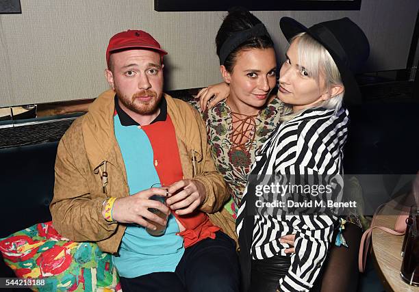 Tom Beard, Gizzi Erskine and Sshh Liguz attend the Massive Attack after party at 100 Wardour St following their performance at the Barclaycard...