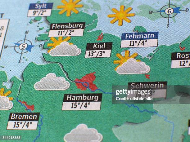 Wetterbericht Norddeutschland in einer Tageszeitung