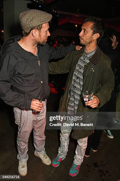 Damon Albarn and Dan Macmillan attend the Massive Attack after party at 100 Wardour St following their performance at the Barclaycard British Summer...