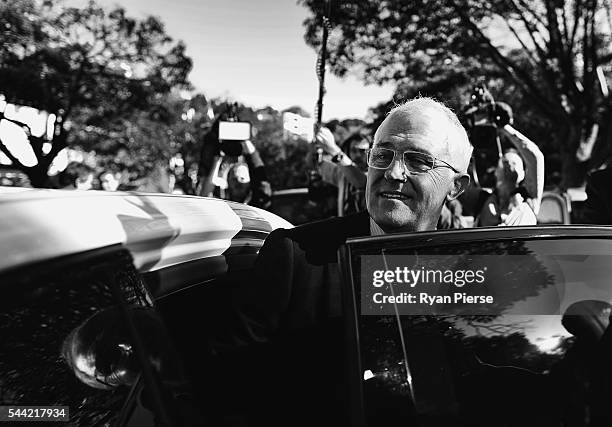 This image was processed using digital filters) Prime Minister Malcolm Turnbull leaves after voting in Double Bay in his own electorate of Wentworth...