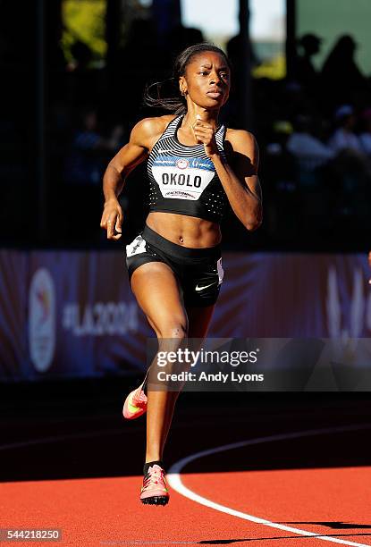 Courtney Okolo runs in the first round of the Women's 400 Meter Dash during the 2016 U.S. Olympic Track & Field Team Trials at Hayward Field on July...
