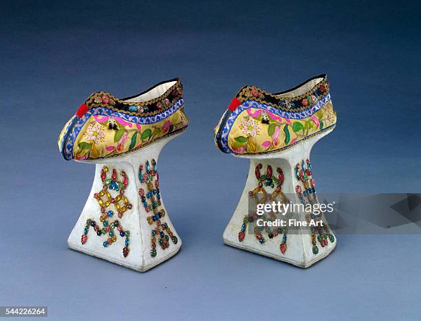 From the court of Emperor Qianlong Imperial Palace, Beijing. Made with felts, cotton, gold thread, glass beading, etc.