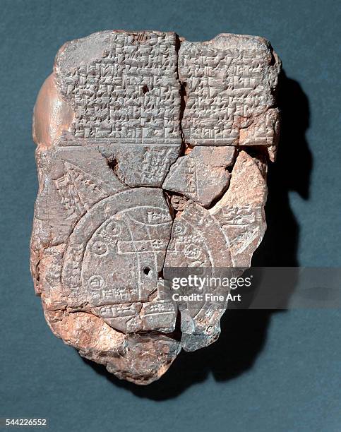 Babylonian, 7th - 5th century B.C. Carved relief with map and text. Stone.