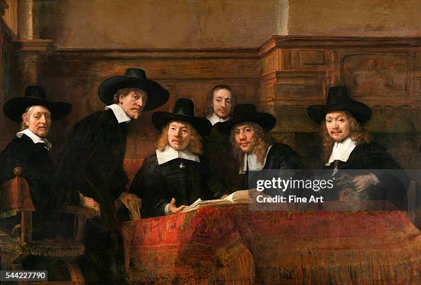 The Sampling Officials of the Amsterdam Drapers Guild, also known as De Staalmeesters, 1662. Oil on canvas, 279 x 191.5 cm . Rijksmuseum, Amsterdam,...