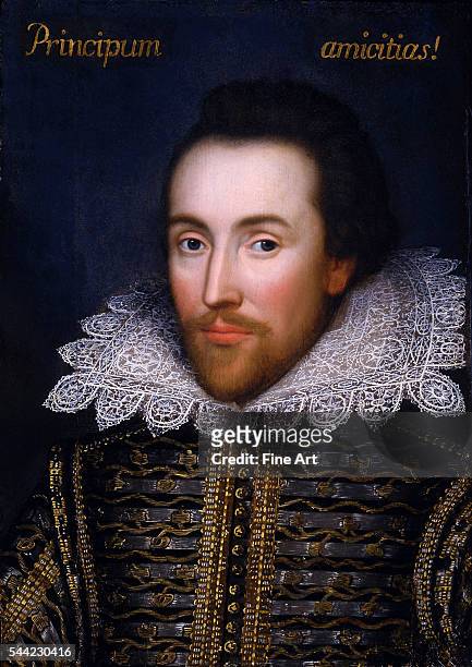 The "Cobbe Portrait," thought to be the only portrait of William Shakespeare painted during his lifetime, circa 1612, oil on panel, unknown artist....