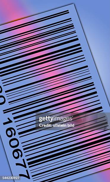 Barcode, Strichcode mit rotem Licht eines Scanners