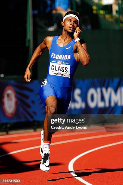 Najee Glass runs in round one of the Men's 400 Meter Dash during the 2016 U.S. Olympic Track & Field Team Trials at Hayward Field on July 1, 2016 in...